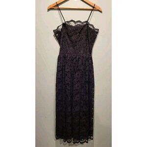 Vtg Mindy Malone Black Lace Sleeveless Fit & Flare Midi Dress Sz S Whimsygoth